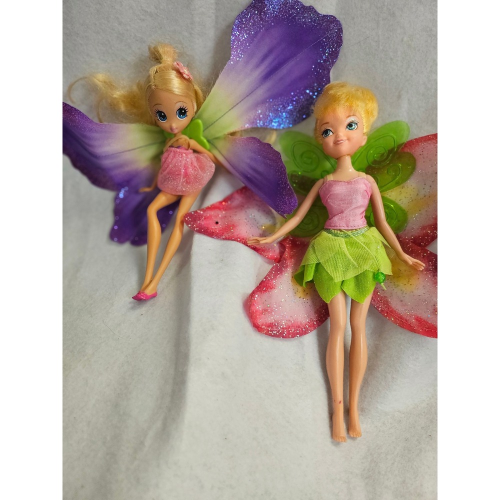 Disney Fairies Tinker Bell and Rosetta Dolls with Large Fabric Wings Set of 2